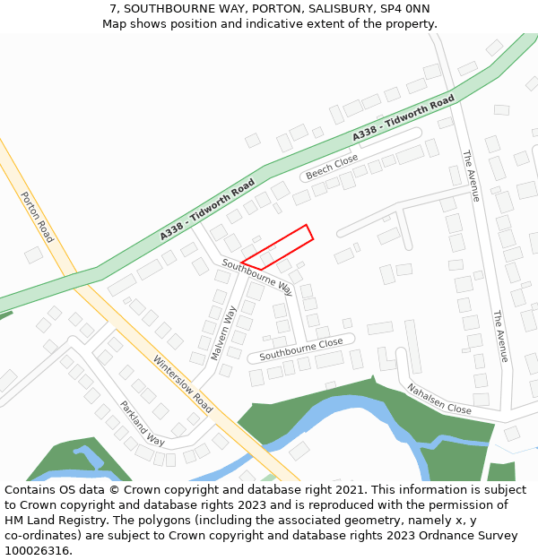 7, SOUTHBOURNE WAY, PORTON, SALISBURY, SP4 0NN: Location map and indicative extent of plot