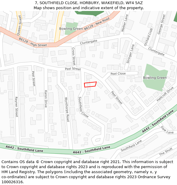 7, SOUTHFIELD CLOSE, HORBURY, WAKEFIELD, WF4 5AZ: Location map and indicative extent of plot