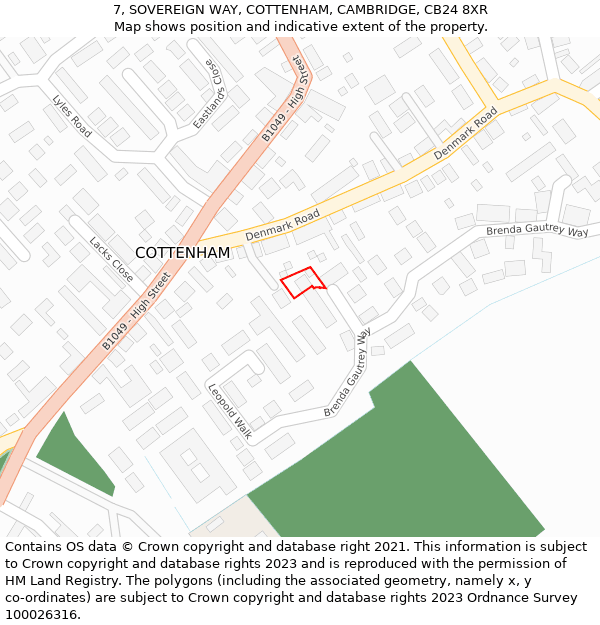 7, SOVEREIGN WAY, COTTENHAM, CAMBRIDGE, CB24 8XR: Location map and indicative extent of plot