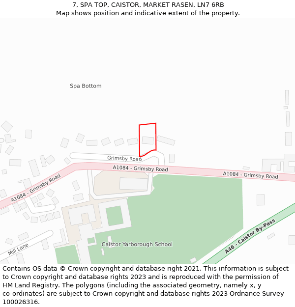 7, SPA TOP, CAISTOR, MARKET RASEN, LN7 6RB: Location map and indicative extent of plot