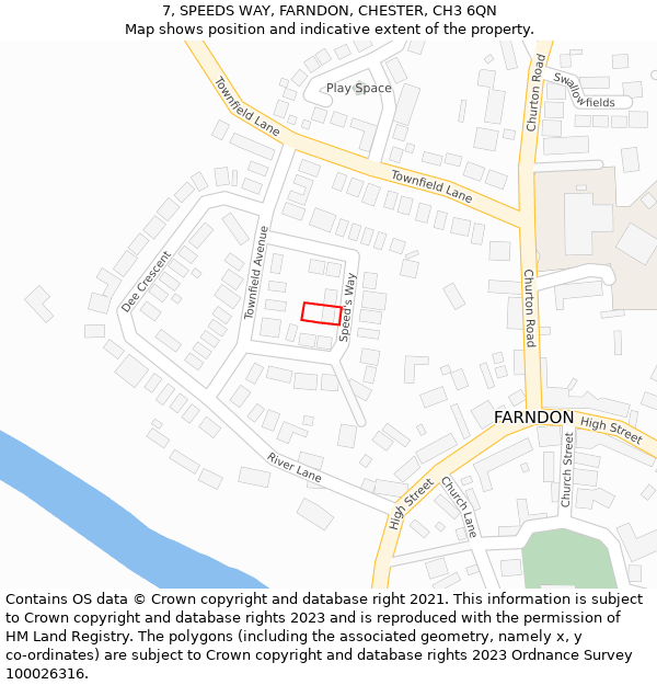 7, SPEEDS WAY, FARNDON, CHESTER, CH3 6QN: Location map and indicative extent of plot