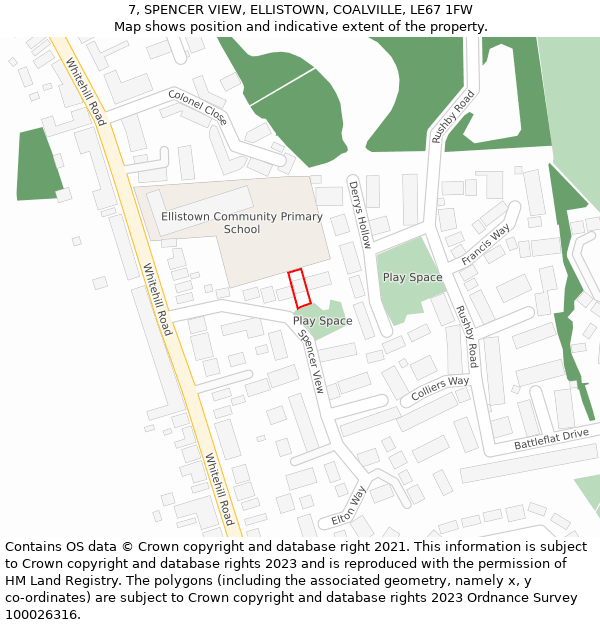 7, SPENCER VIEW, ELLISTOWN, COALVILLE, LE67 1FW: Location map and indicative extent of plot