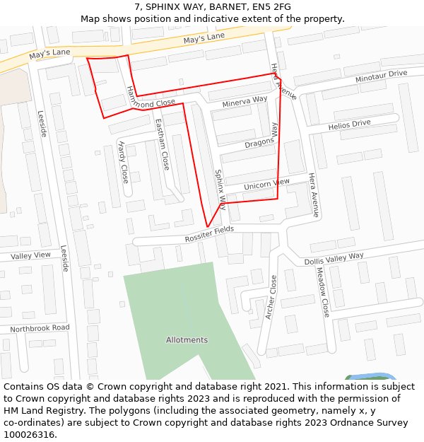 7, SPHINX WAY, BARNET, EN5 2FG: Location map and indicative extent of plot