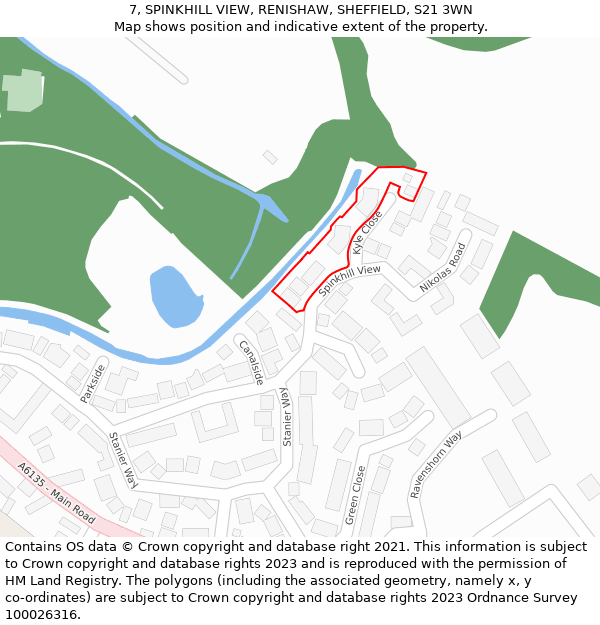 7, SPINKHILL VIEW, RENISHAW, SHEFFIELD, S21 3WN: Location map and indicative extent of plot