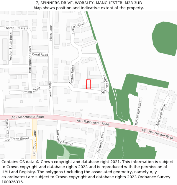 7, SPINNERS DRIVE, WORSLEY, MANCHESTER, M28 3UB: Location map and indicative extent of plot