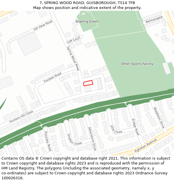 7, SPRING WOOD ROAD, GUISBOROUGH, TS14 7FB: Location map and indicative extent of plot