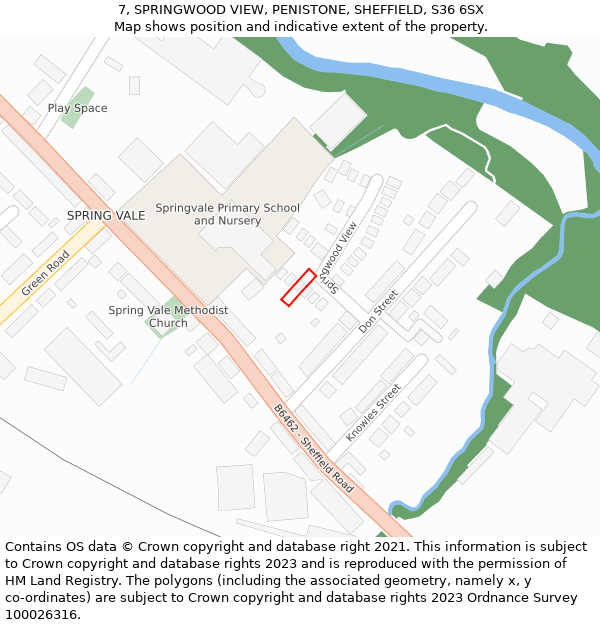 7, SPRINGWOOD VIEW, PENISTONE, SHEFFIELD, S36 6SX: Location map and indicative extent of plot