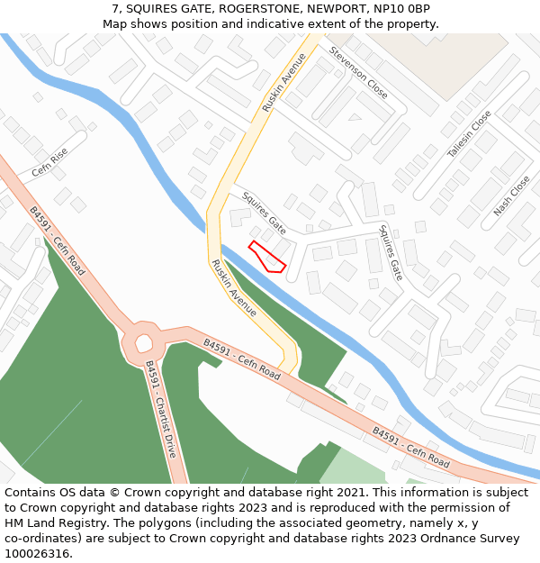 7, SQUIRES GATE, ROGERSTONE, NEWPORT, NP10 0BP: Location map and indicative extent of plot