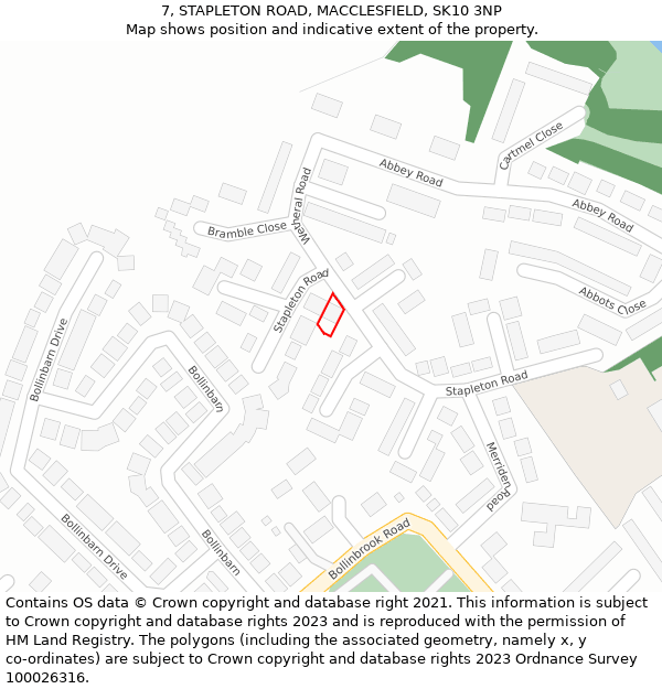 7, STAPLETON ROAD, MACCLESFIELD, SK10 3NP: Location map and indicative extent of plot
