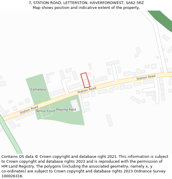 7, STATION ROAD, LETTERSTON, HAVERFORDWEST, SA62 5RZ: Location map and indicative extent of plot