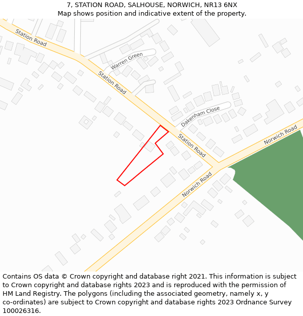 7, STATION ROAD, SALHOUSE, NORWICH, NR13 6NX: Location map and indicative extent of plot