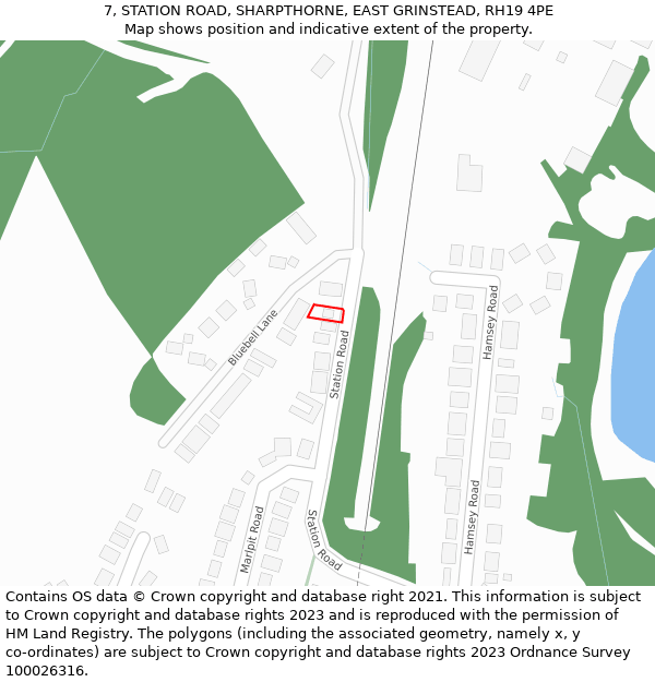 7, STATION ROAD, SHARPTHORNE, EAST GRINSTEAD, RH19 4PE: Location map and indicative extent of plot