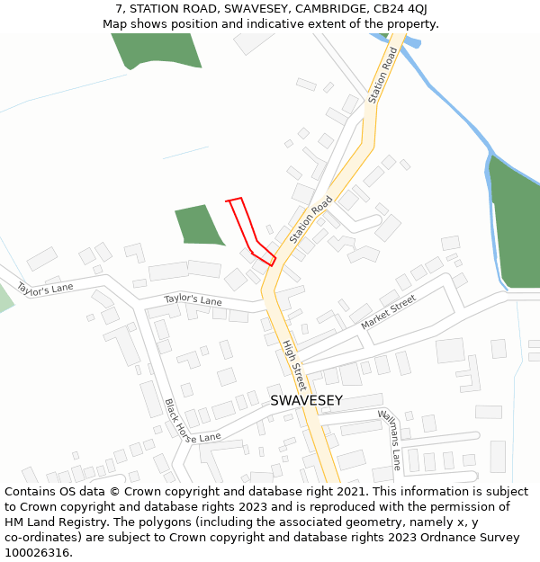 7, STATION ROAD, SWAVESEY, CAMBRIDGE, CB24 4QJ: Location map and indicative extent of plot