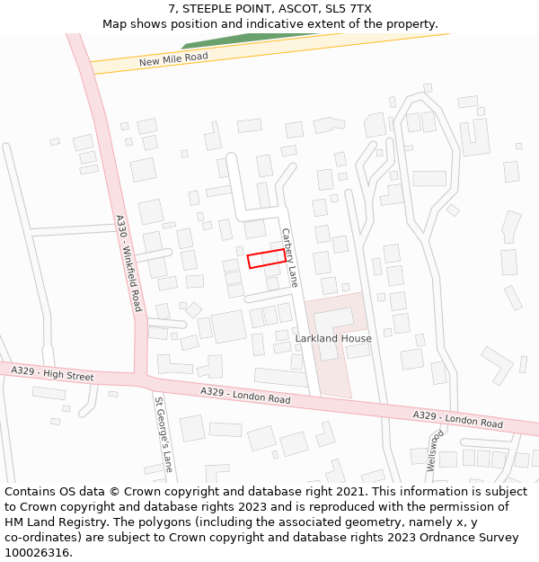 7, STEEPLE POINT, ASCOT, SL5 7TX: Location map and indicative extent of plot