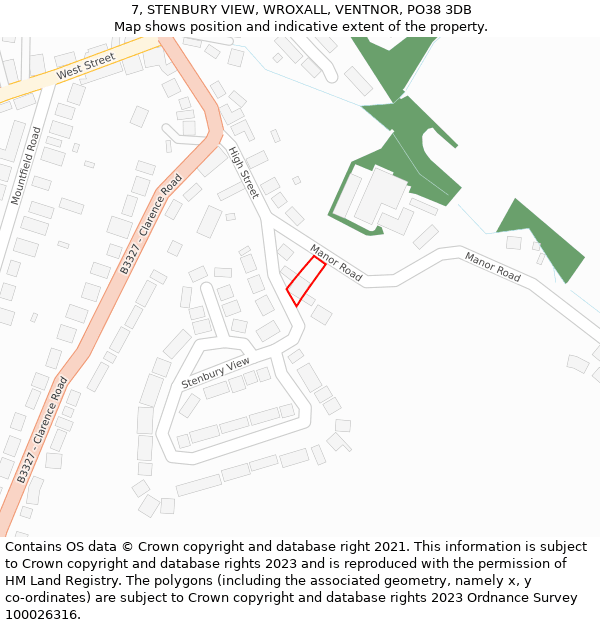 7, STENBURY VIEW, WROXALL, VENTNOR, PO38 3DB: Location map and indicative extent of plot