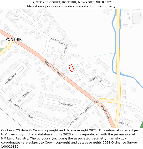 7, STOKES COURT, PONTHIR, NEWPORT, NP18 1RY: Location map and indicative extent of plot