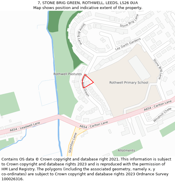 7, STONE BRIG GREEN, ROTHWELL, LEEDS, LS26 0UA: Location map and indicative extent of plot