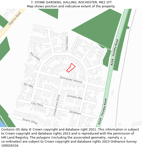 7, STONE GARDENS, HALLING, ROCHESTER, ME2 1FT: Location map and indicative extent of plot