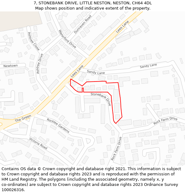 7, STONEBANK DRIVE, LITTLE NESTON, NESTON, CH64 4DL: Location map and indicative extent of plot