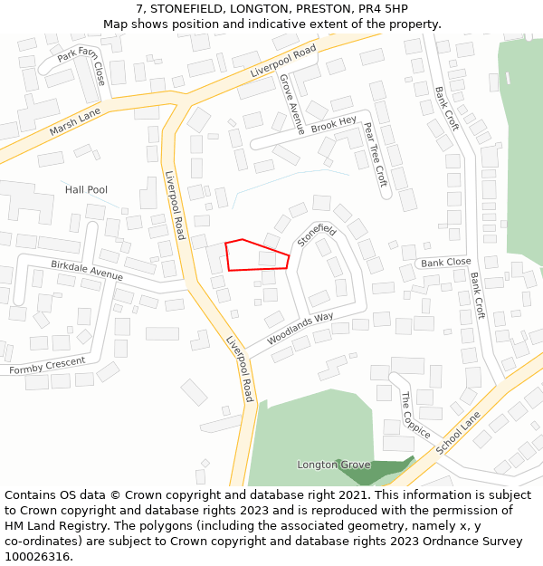 7, STONEFIELD, LONGTON, PRESTON, PR4 5HP: Location map and indicative extent of plot