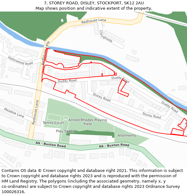 7, STOREY ROAD, DISLEY, STOCKPORT, SK12 2AU: Location map and indicative extent of plot