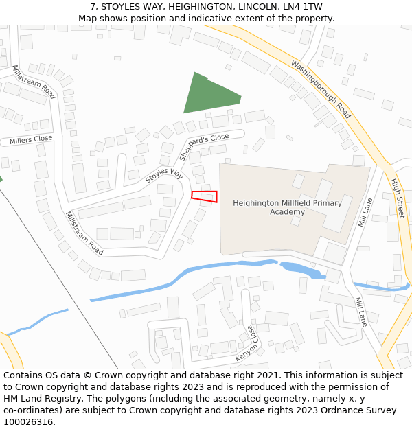 7, STOYLES WAY, HEIGHINGTON, LINCOLN, LN4 1TW: Location map and indicative extent of plot