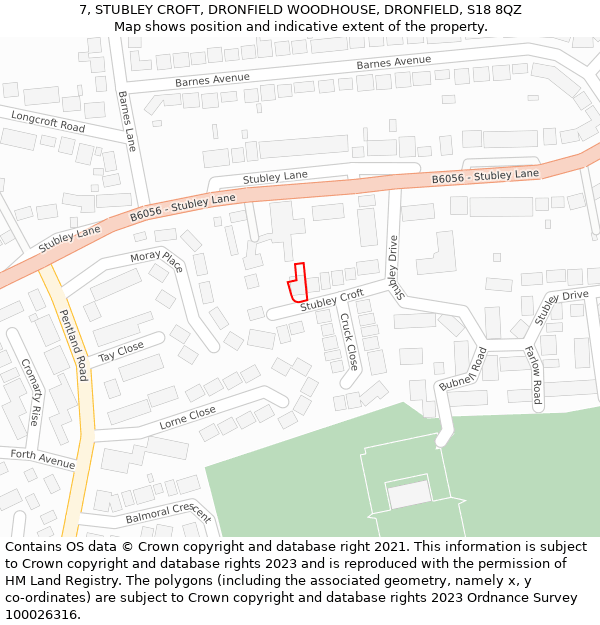 7, STUBLEY CROFT, DRONFIELD WOODHOUSE, DRONFIELD, S18 8QZ: Location map and indicative extent of plot