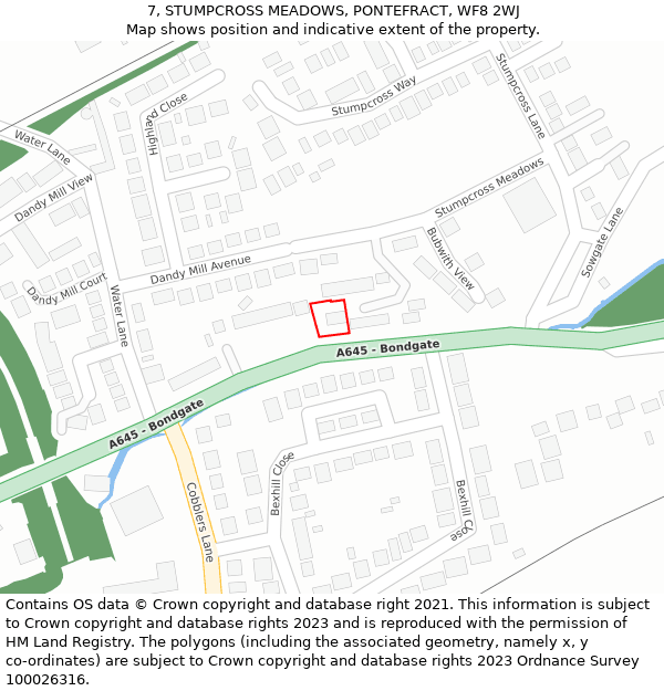 7, STUMPCROSS MEADOWS, PONTEFRACT, WF8 2WJ: Location map and indicative extent of plot