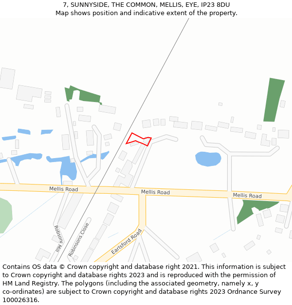 7, SUNNYSIDE, THE COMMON, MELLIS, EYE, IP23 8DU: Location map and indicative extent of plot