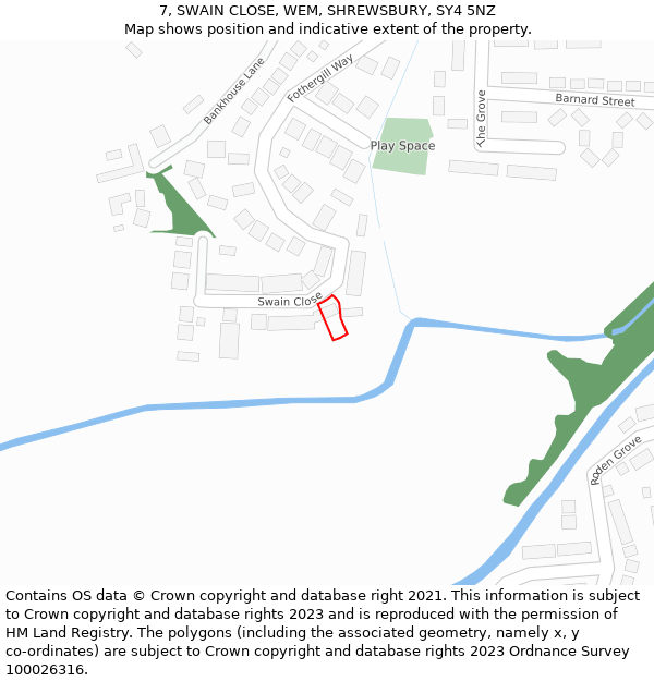 7, SWAIN CLOSE, WEM, SHREWSBURY, SY4 5NZ: Location map and indicative extent of plot