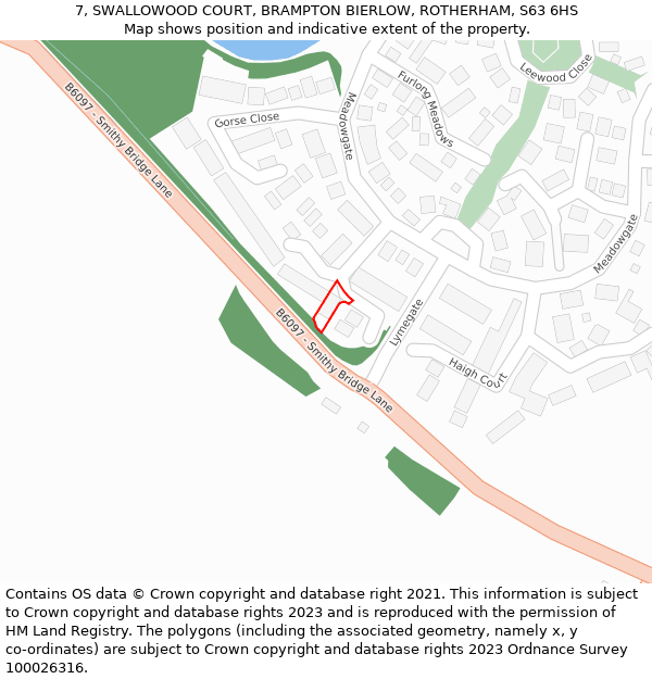 7, SWALLOWOOD COURT, BRAMPTON BIERLOW, ROTHERHAM, S63 6HS: Location map and indicative extent of plot