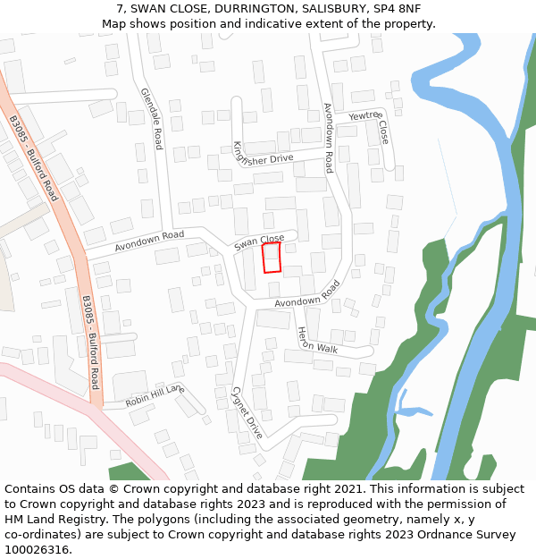 7, SWAN CLOSE, DURRINGTON, SALISBURY, SP4 8NF: Location map and indicative extent of plot