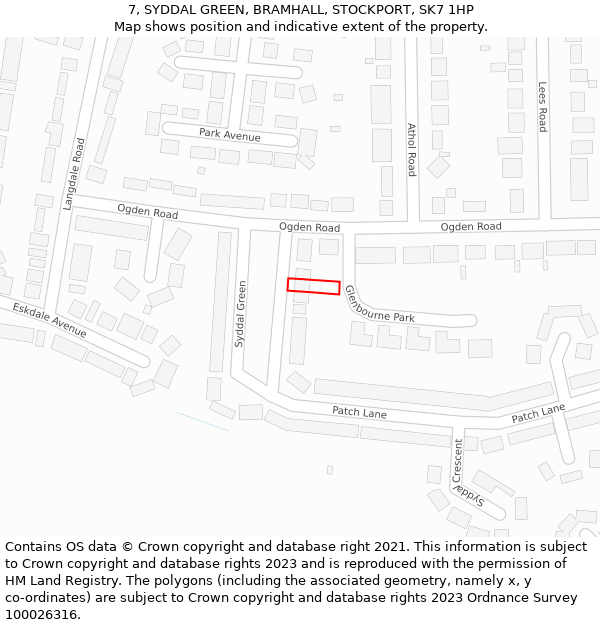 7, SYDDAL GREEN, BRAMHALL, STOCKPORT, SK7 1HP: Location map and indicative extent of plot