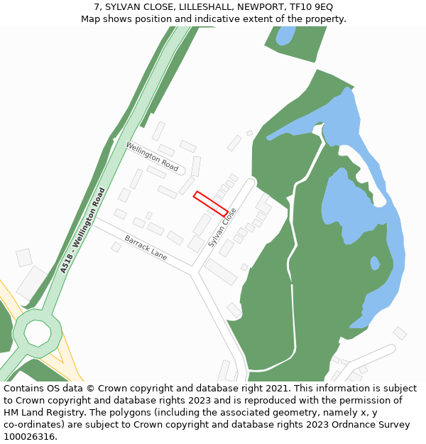 7, SYLVAN CLOSE, LILLESHALL, NEWPORT, TF10 9EQ: Location map and indicative extent of plot