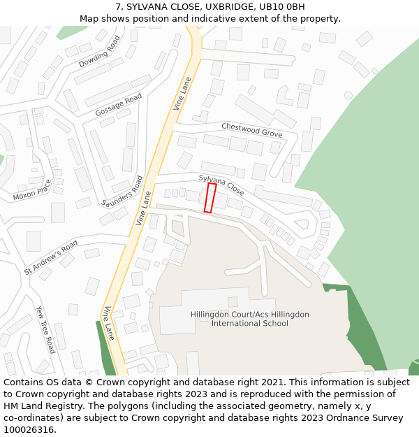 7, SYLVANA CLOSE, UXBRIDGE, UB10 0BH: Location map and indicative extent of plot