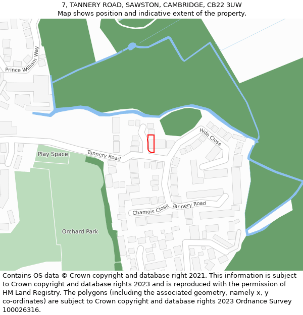7, TANNERY ROAD, SAWSTON, CAMBRIDGE, CB22 3UW: Location map and indicative extent of plot