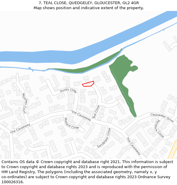 7, TEAL CLOSE, QUEDGELEY, GLOUCESTER, GL2 4GR: Location map and indicative extent of plot