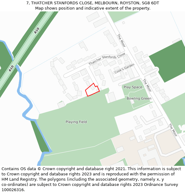 7, THATCHER STANFORDS CLOSE, MELBOURN, ROYSTON, SG8 6DT: Location map and indicative extent of plot