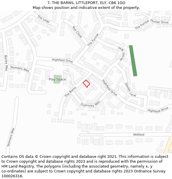 7, THE BARNS, LITTLEPORT, ELY, CB6 1GG: Location map and indicative extent of plot