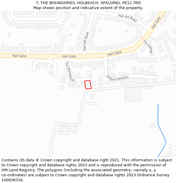 7, THE BOUNDARIES, HOLBEACH, SPALDING, PE12 7RD: Location map and indicative extent of plot