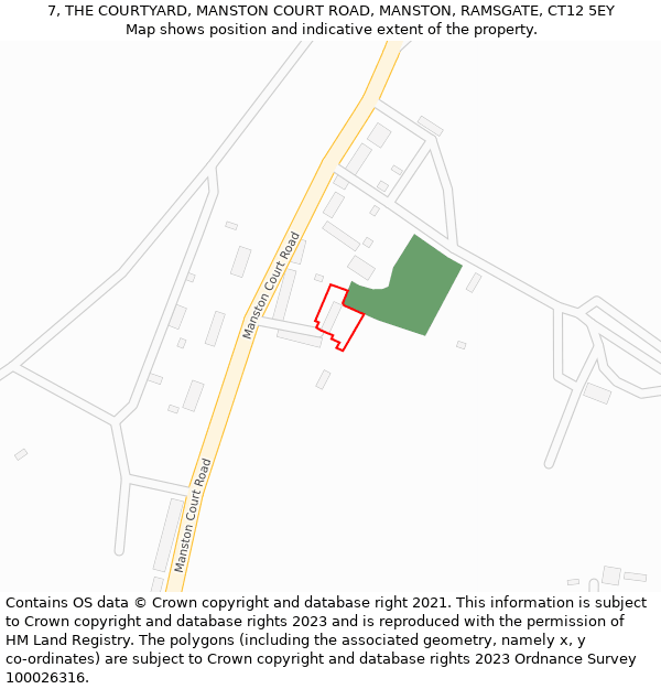 7, THE COURTYARD, MANSTON COURT ROAD, MANSTON, RAMSGATE, CT12 5EY: Location map and indicative extent of plot