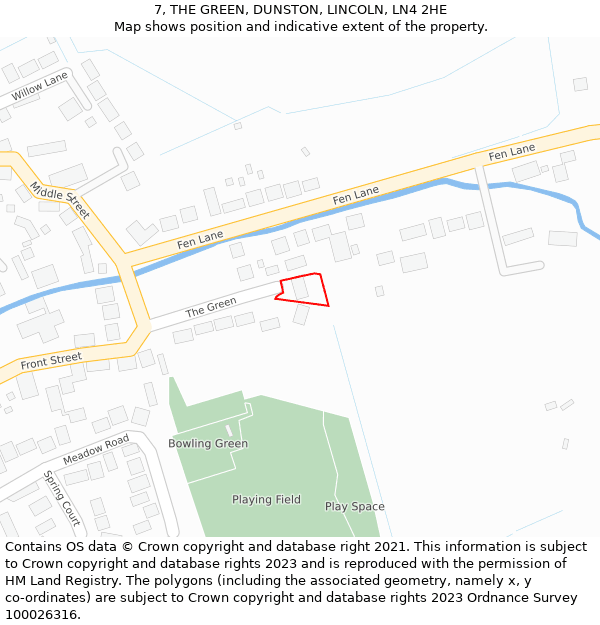 7, THE GREEN, DUNSTON, LINCOLN, LN4 2HE: Location map and indicative extent of plot