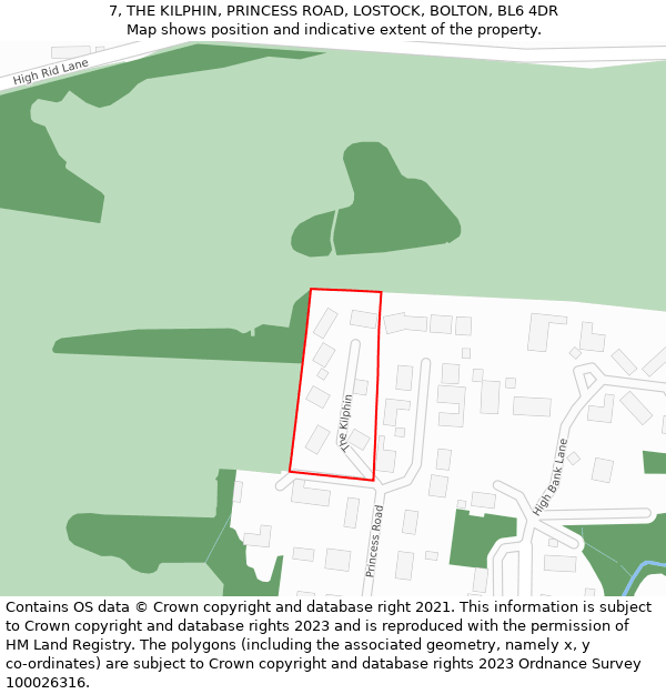 7, THE KILPHIN, PRINCESS ROAD, LOSTOCK, BOLTON, BL6 4DR: Location map and indicative extent of plot