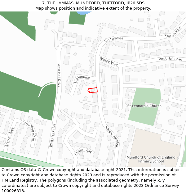 7, THE LAMMAS, MUNDFORD, THETFORD, IP26 5DS: Location map and indicative extent of plot