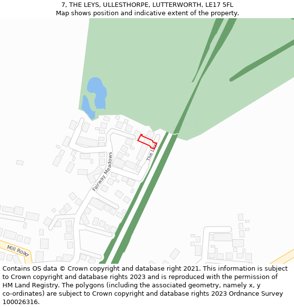 7, THE LEYS, ULLESTHORPE, LUTTERWORTH, LE17 5FL: Location map and indicative extent of plot