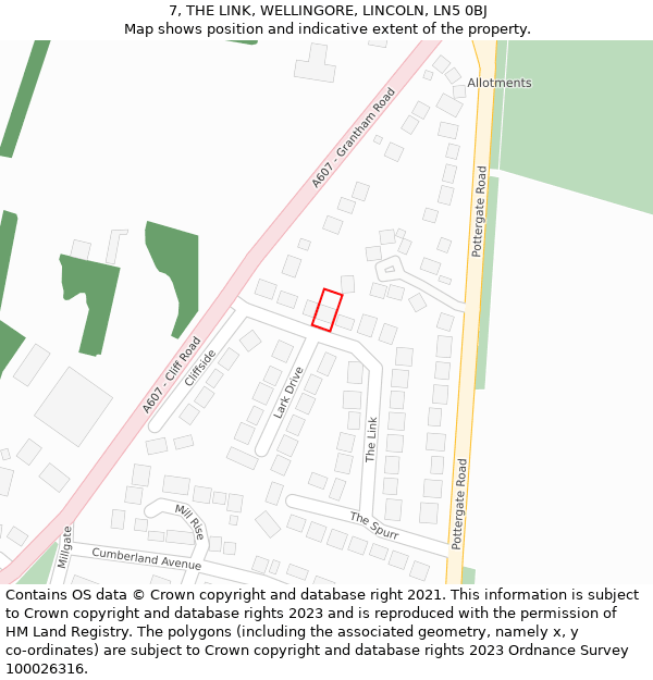 7, THE LINK, WELLINGORE, LINCOLN, LN5 0BJ: Location map and indicative extent of plot