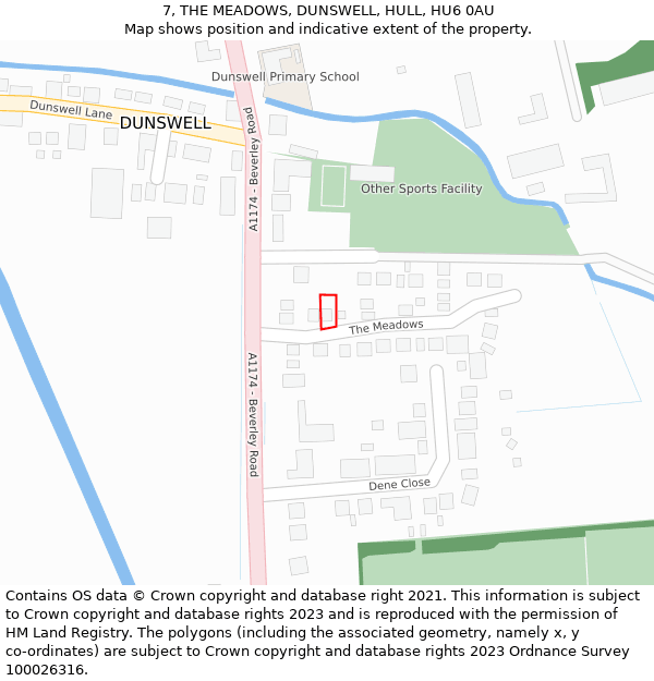 7, THE MEADOWS, DUNSWELL, HULL, HU6 0AU: Location map and indicative extent of plot