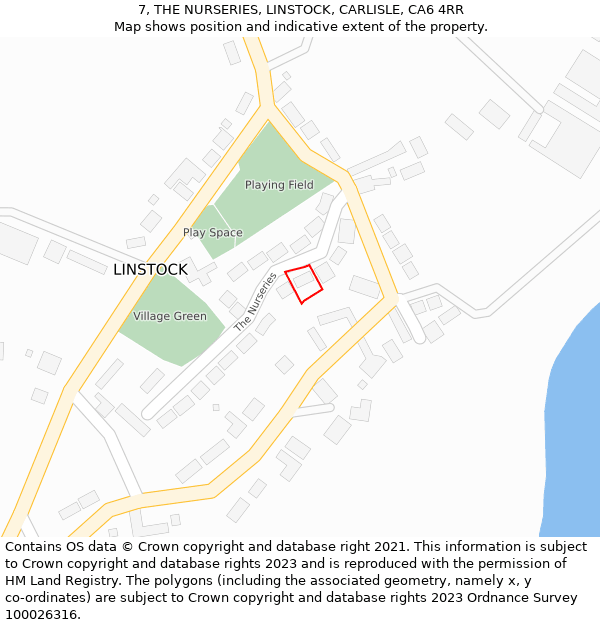 7, THE NURSERIES, LINSTOCK, CARLISLE, CA6 4RR: Location map and indicative extent of plot