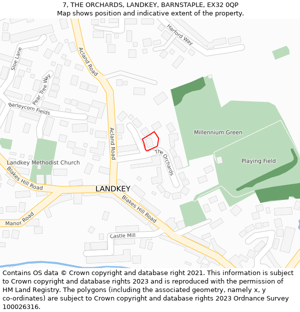 7, THE ORCHARDS, LANDKEY, BARNSTAPLE, EX32 0QP: Location map and indicative extent of plot