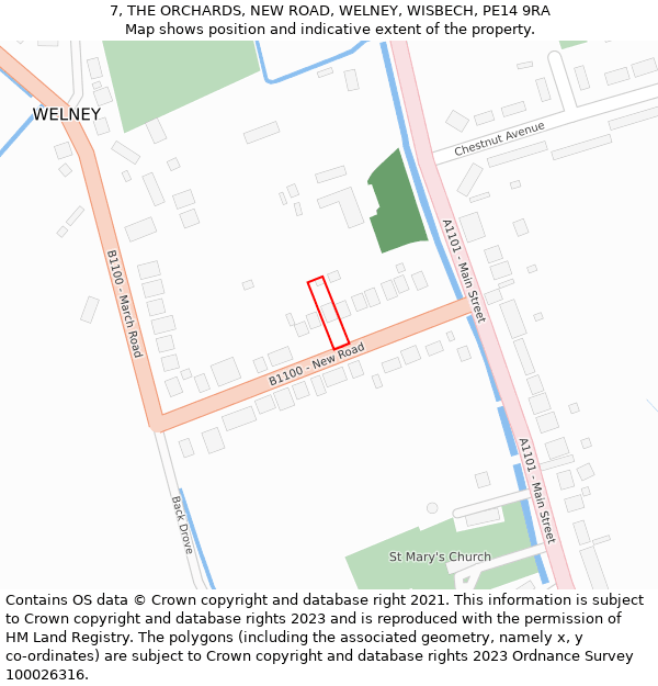 7, THE ORCHARDS, NEW ROAD, WELNEY, WISBECH, PE14 9RA: Location map and indicative extent of plot